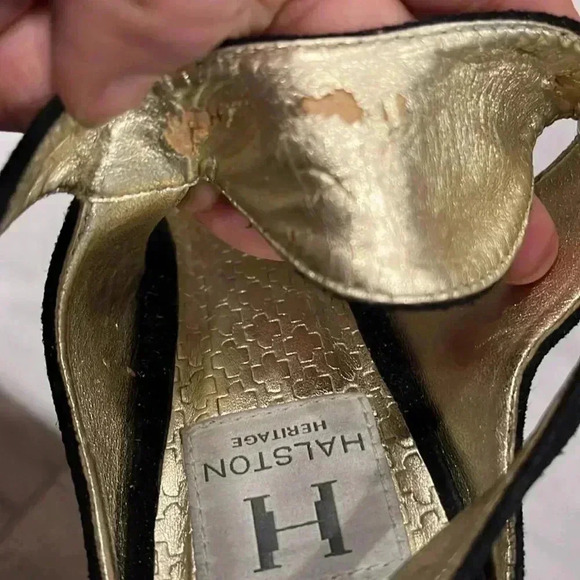[7-7.5]Halston  Heritage Black Suede Heel Sandal - Picture 8 of 8
